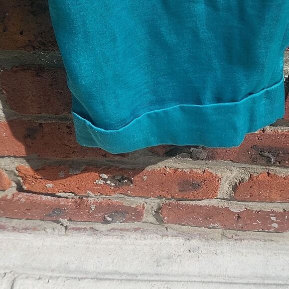 BCBG MaxAzria Bennet Ankle Pants Blue Surf Green Paper Bag Waist - Picture 6 of 7